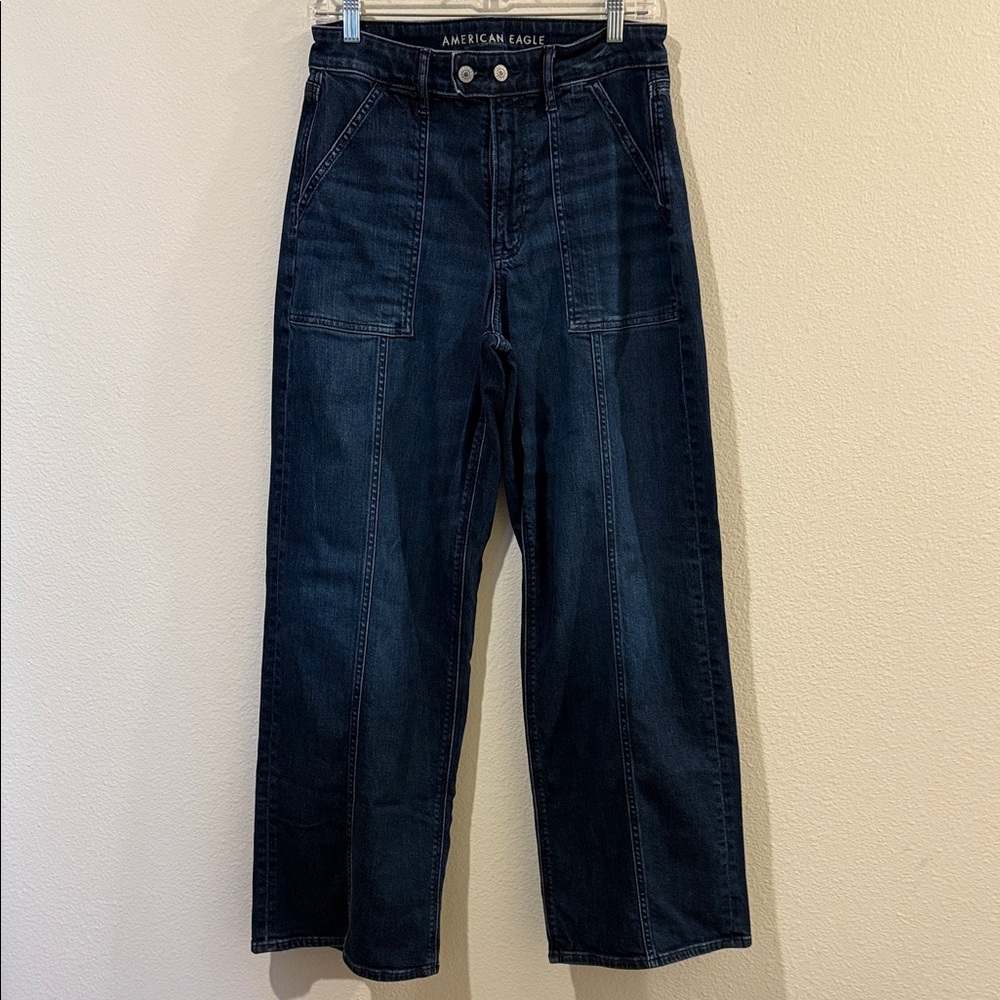 American Eagle Outfitters Dark Blue High Waist, Flare Jeans